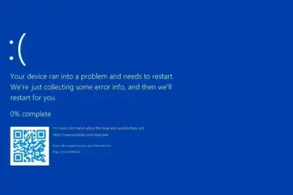 Windows Blue Screen of Death (BSOD) Error Screen
