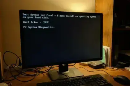 Windows PC monitor displaying a Boot Device Not Found error message on a black screen.